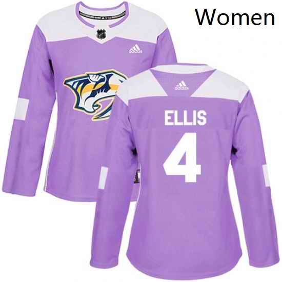 Womens Adidas Nashville Predators 4 Ryan Ellis Authentic Purple Fights Cancer Practice NHL Jersey